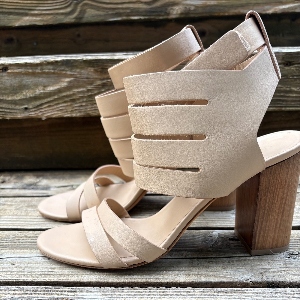 Vince “Frida” Strappy Block-Heel Sandals —  Size 10